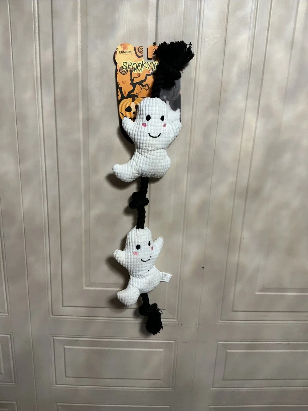 Spunky  Halloween Ghost Interactive 24” Rope  Dog Toy With Squeakers